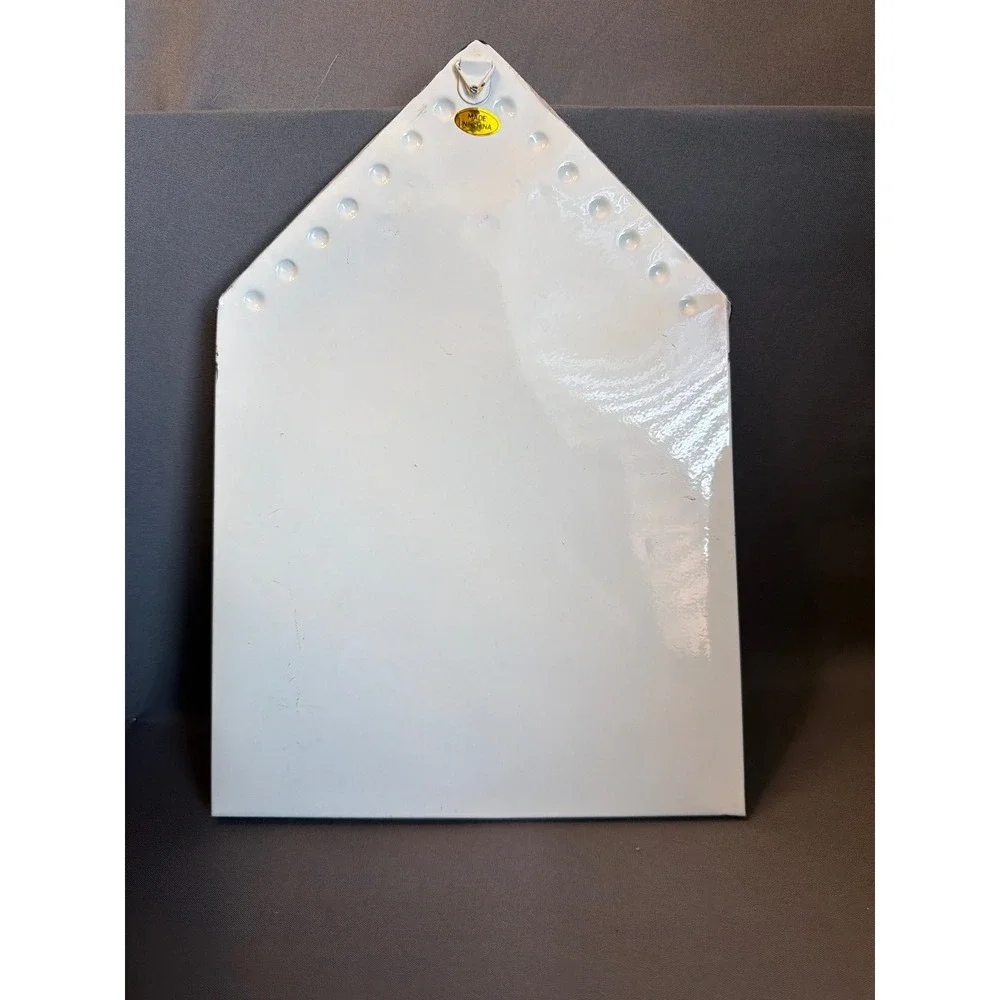 Vintage Metal Wall Pocket Envelope Mail Holder Hummingbird Pansy Flowers Heart